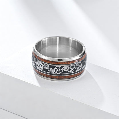 Men’s 10MM Wood Finish Gear Ring