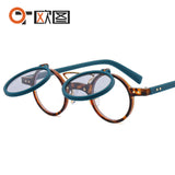 T307 Otu new round frame punk double flip sunglasses