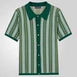 Men'S Knit Vintage Short Sleeve Button Polo Shirt
