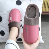 Women PU Leather Warm Winter House Slippers