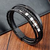 Double Wrap Braided Genuine Leather Bracelet