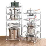 5 Tier Adjustable  Stainless Steel Pan Pot Organizer Rack