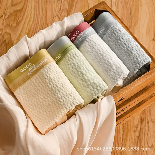 Soft Breathable Textured Cotton Boxer (set of 4)