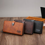Classic Long Zippered Leather Clutch Wallet