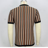 Men's Striped Cool Silk Knitted Business Casual Polo Shirt