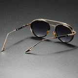 Fashionable Dual-Bar Metal Frame Glasses