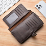 Vintage Star Button Long Leather Wallet