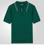 Men's summer zipper casual Solid Color polo shirt