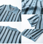 Men's Summer New Striped Jacquard Knitted Polo Shirt