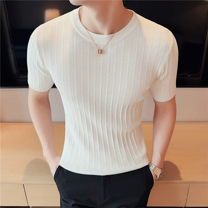 Classic Rib Texture Slim Fit Tee