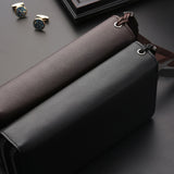 Double Zipper Soft Leather Business Clutch