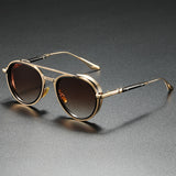Fashionable Dual-Bar Metal Frame Glasses