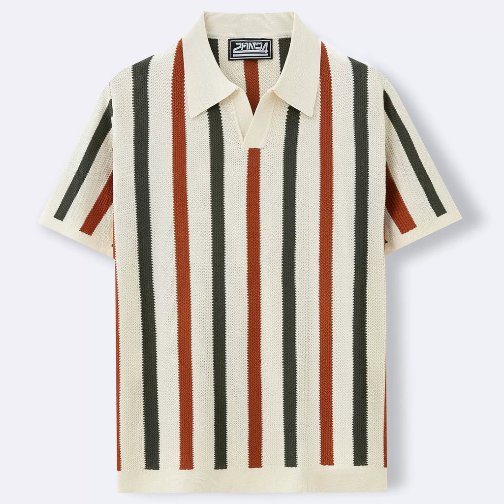 Mens Knitted Hollow Breathable Business Polo Shirt