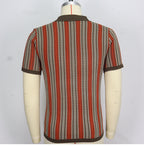 Men'S Knit Vintage Short Sleeve Button Polo Shirt