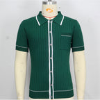Man Ice Silk Short Sleeve Luxury Knitted Polo Shirt