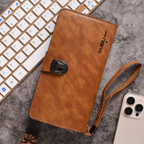 Elegant Brown Strap Lock Travel Wallet