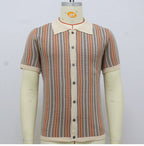 Men's Summer New Striped Jacquard Knitted Polo Shirt