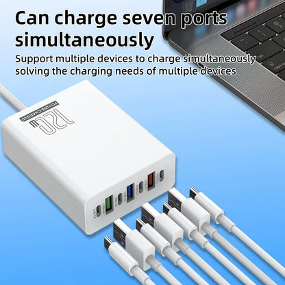 120W Multi-Port 3USB+4PD Fast Charger Hub(Only Hub)