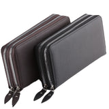 Double Zipper Soft Leather Business Clutch