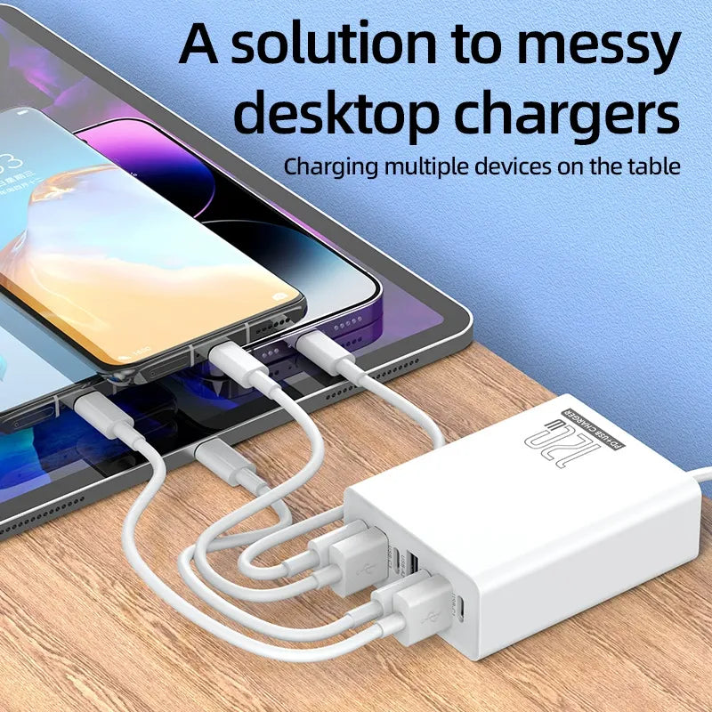 120W Multi-Port 3USB+4PD Fast Charger Hub(Only Hub)