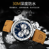 POEDAGAR- Men's Waterproof Leather Quartz Watch