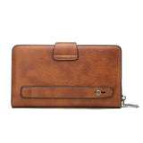 Classic Long Zippered Leather Clutch Wallet