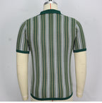 Men'S Knit Vintage Short Sleeve Button Polo Shirt