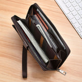 Vintage Star Button Long Leather Wallet