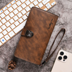 Elegant Brown Strap Lock Travel Wallet