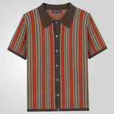 Men'S Knit Vintage Short Sleeve Button Polo Shirt