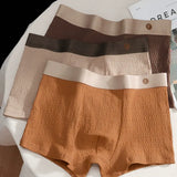 Grid Pattern Ice Silk Boxer Briefs  ( Set of 03 )