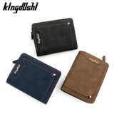 Men's three-fold vertical zipper retro  wallet