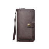 Vintage Star Button Long Leather Wallet