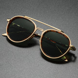 Fashionable Dual-Bar Metal Frame Glasses