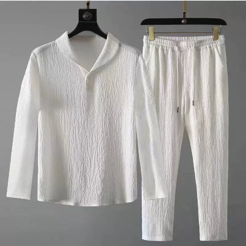 Elegant Draped Collar Relax Fit Set