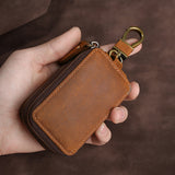 Vintage Cowhide Car Key Cover(Single Zipper)
