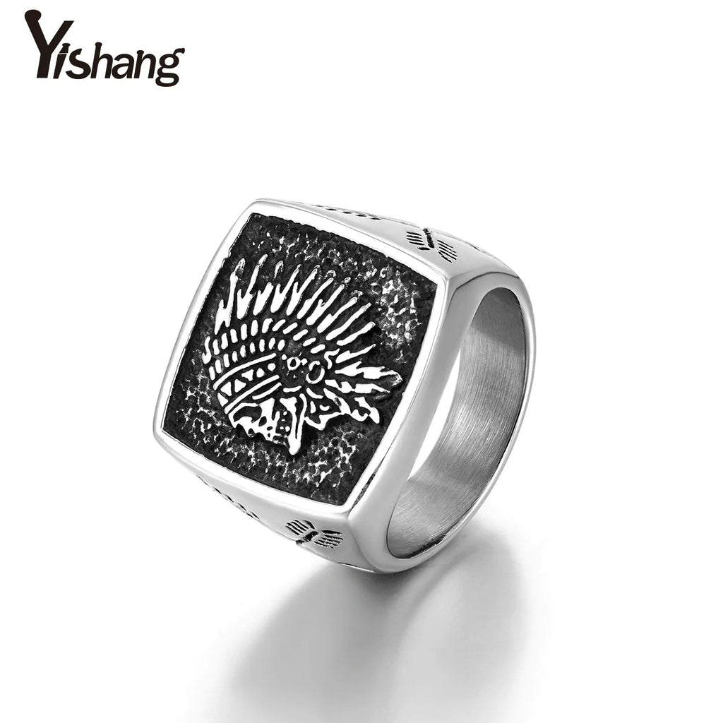 Retro stainless steel men's ring