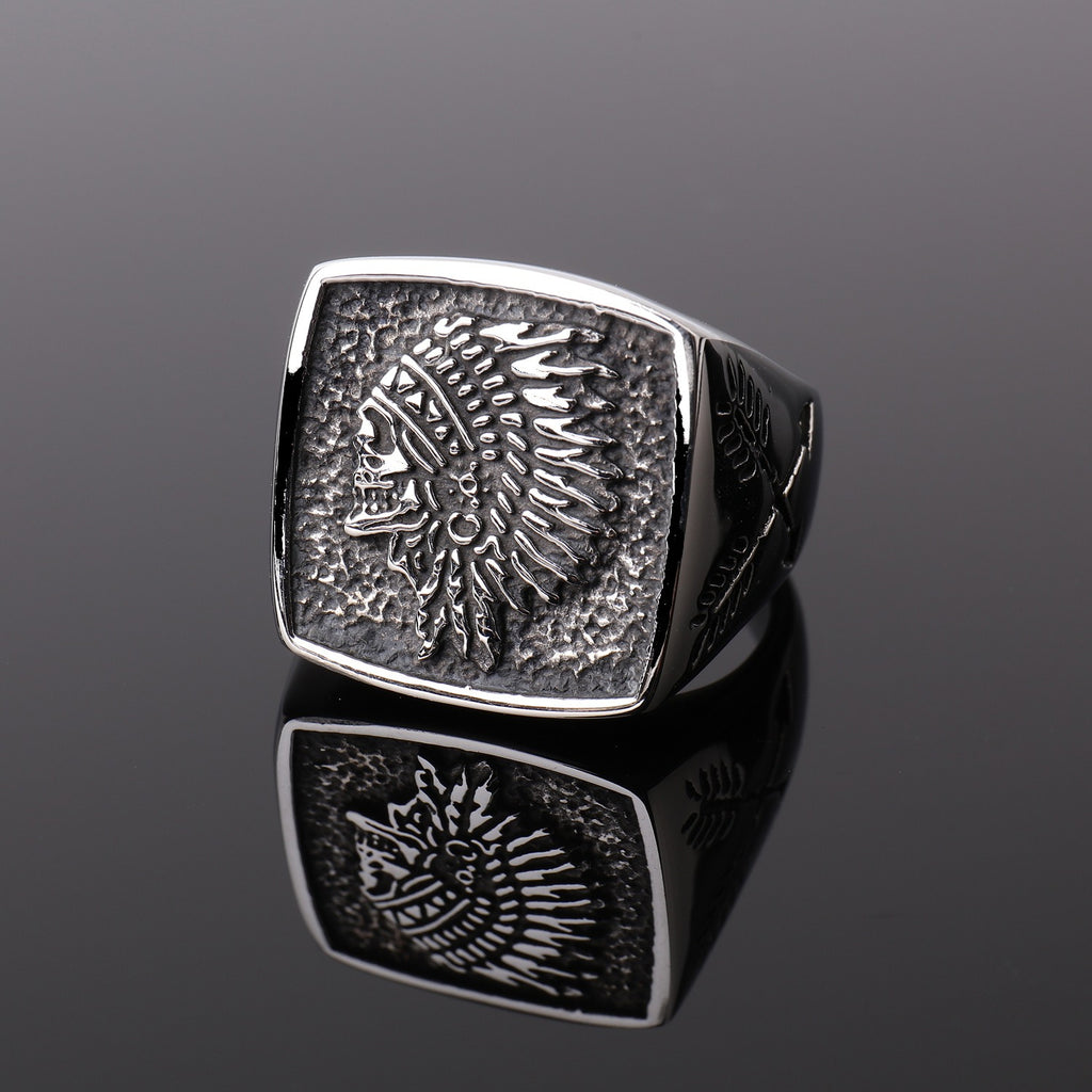 Retro stainless steel men's ring