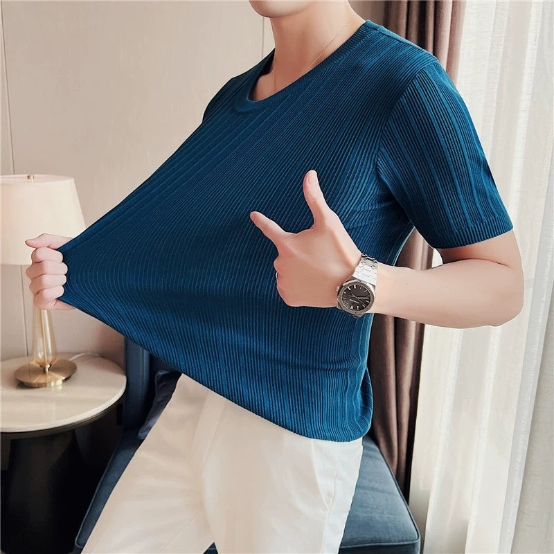 Classic Rib Texture Slim Fit Tee