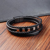 Double Wrap Braided Genuine Leather Bracelet