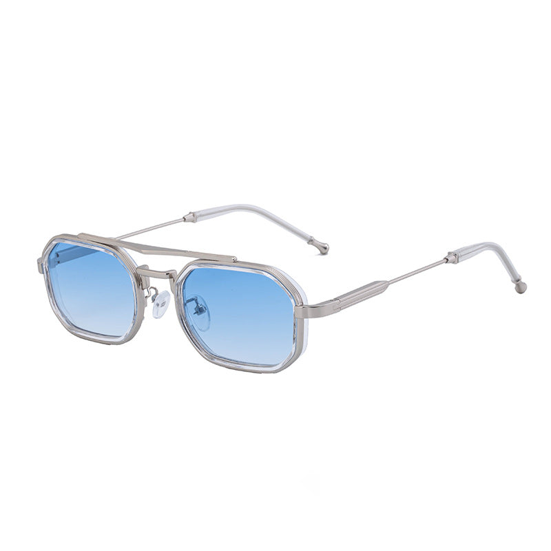 Sun protection square double beam small frame sunglasses