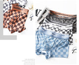 Thin Plaid Print Ice Silk Boxers ( set of 04)