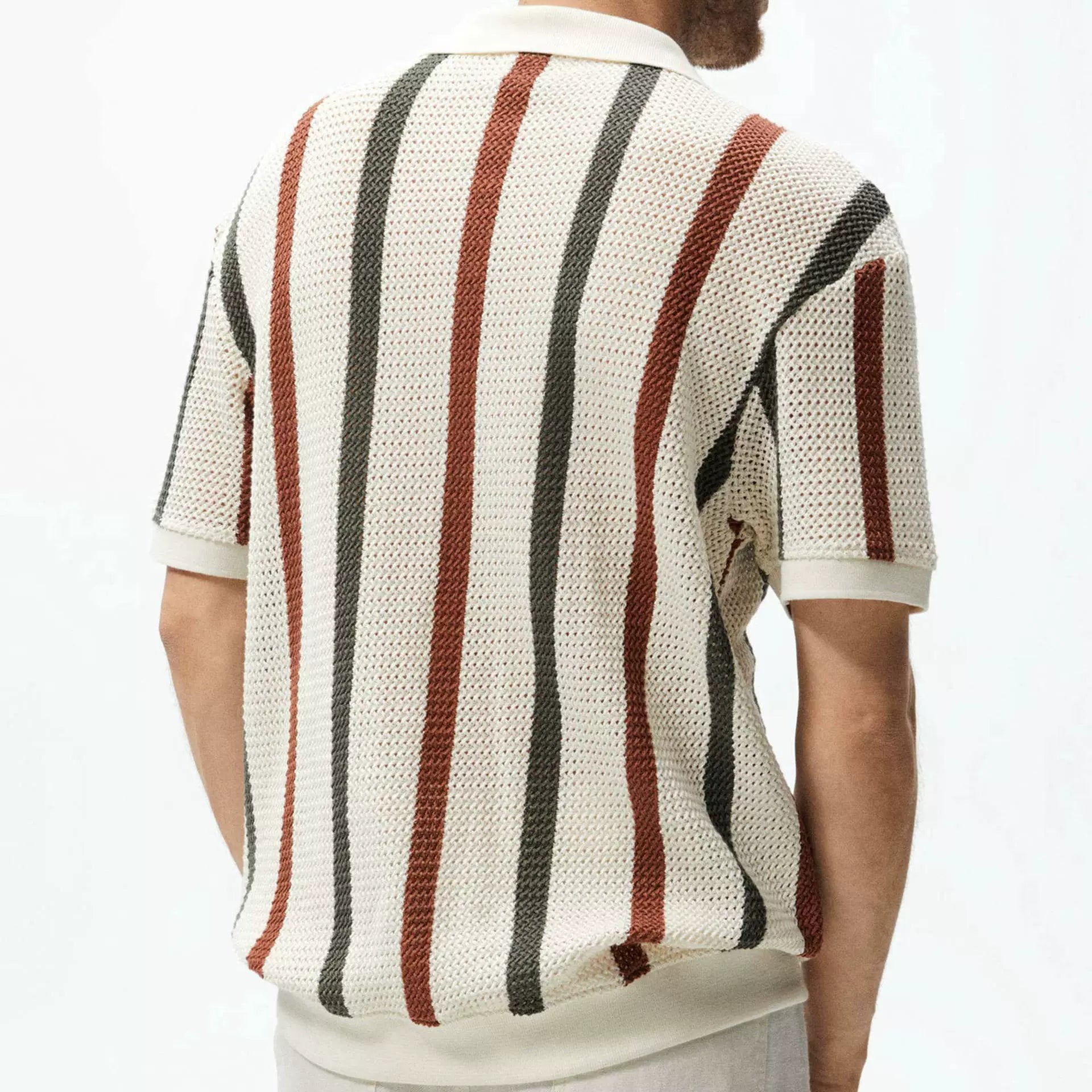 Mens Knitted Hollow Breathable Business Polo Shirt