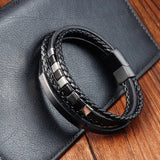 Double Wrap Braided Genuine Leather Bracelet