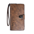 Elegant Brown Strap Lock Travel Wallet