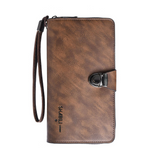 Elegant Brown Strap Lock Travel Wallet