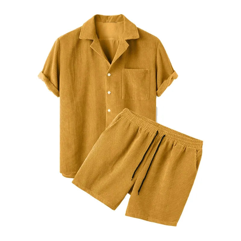 Waffle Texture Relax Fit Shirt Set