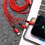 3 in 1 Nylon Braided Multi Charging Cable