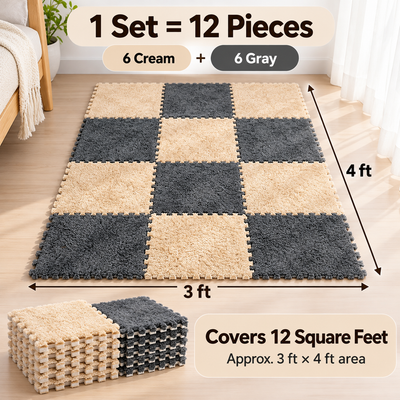 Soft Washable Foam Splicing Tiles Carpet (১২ পিস — ৩ ফুট × ৪ ফুট ঢাকবে)