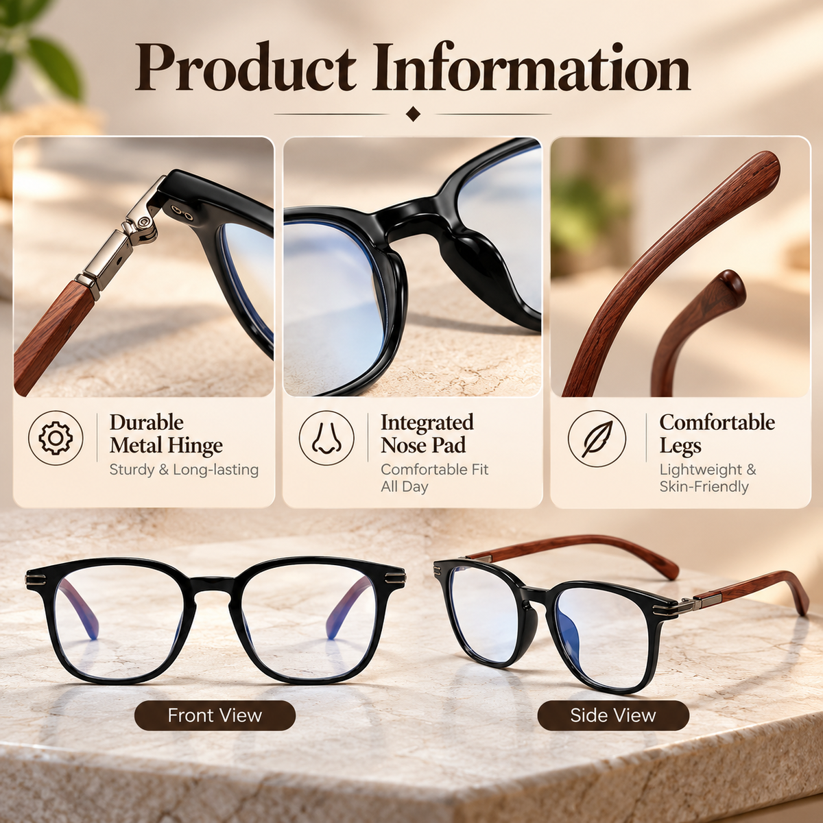 VistaWood Retro Anti-Blue Optical Glasses
